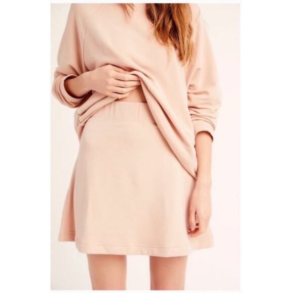 Free People Beach Skirt Womens Large Pink Tan Alexis Knit Mini Coastal - Picture 1 of 8